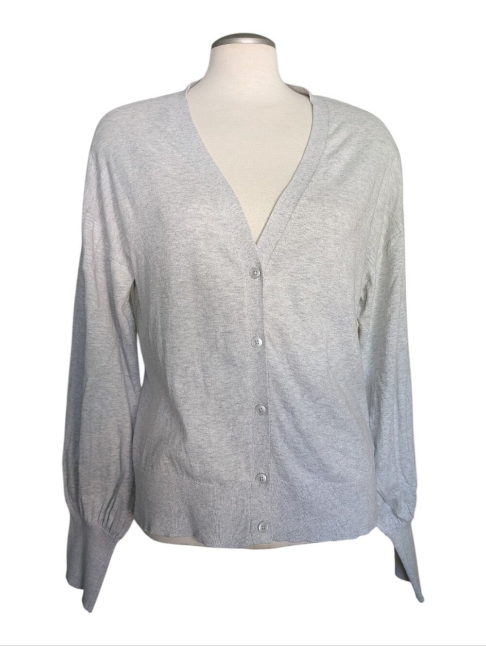 Gap Women's 100% Cotton Soft Heather Grey Button Up Cardigan Old Money Size XXL